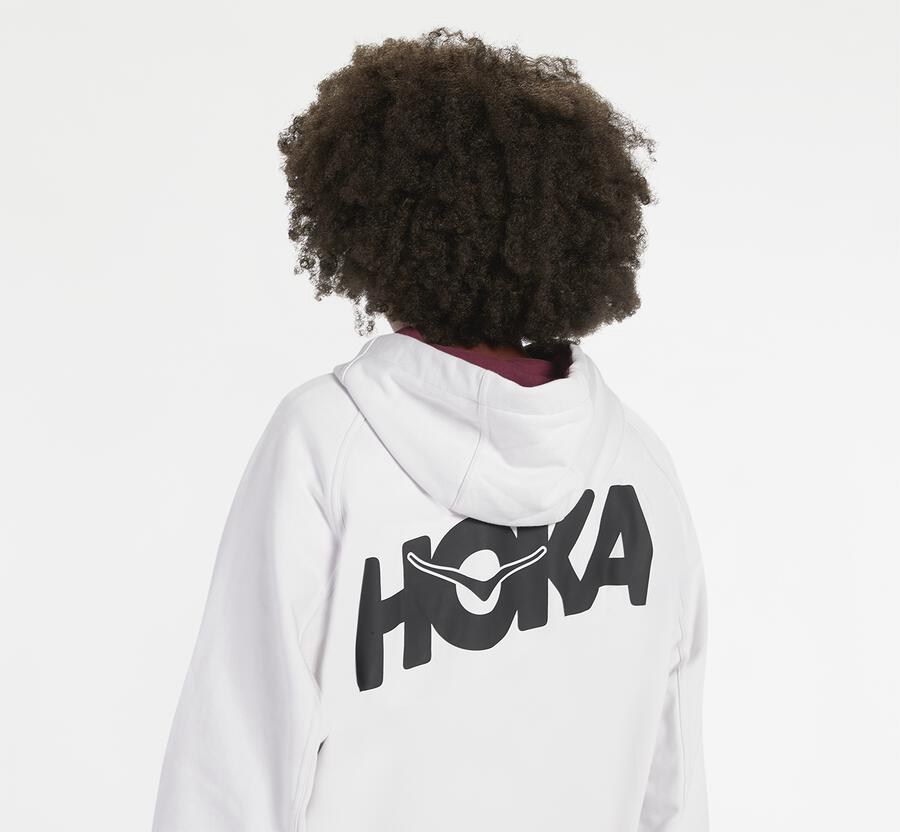 Hoka Australia One One Bondi - Womens Hoodie White - ZPLIR-6219